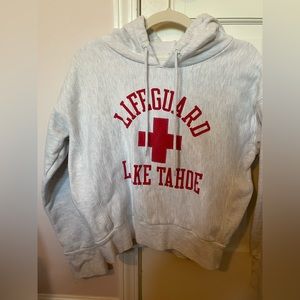 Champion - Light Grey and Red Lake Tahoe Hoodie Size: Small (Fits X-Small)